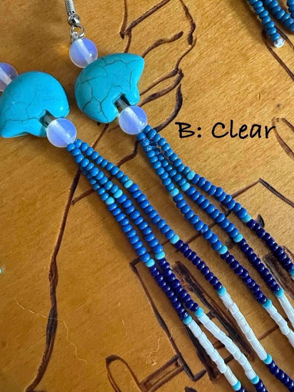 Handmade Beaded Zuni Bear Fringe Earrings|Native American - Picture 5 of 11